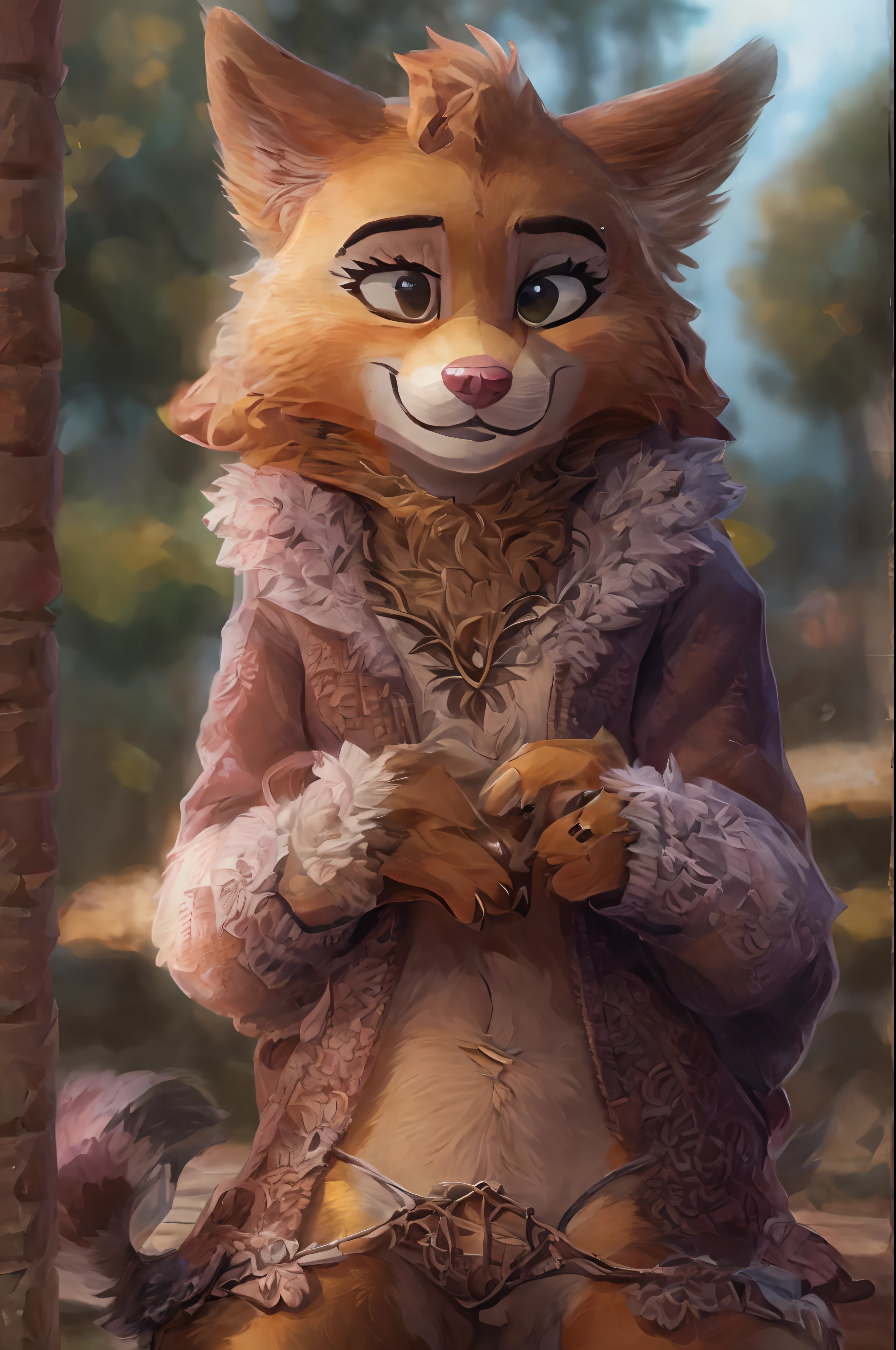 (closeup:1.15), ((cute), (anthro, (furry), (, stand, pose)), (detailed fur),outdoor, by personalami (spread legs)), ((masterpiece, a lot of small details)) HDR, (intricate details), (intricate details, hyperdetailed), ultra detailed ,epic realistic, art, (hdr:1.05), hyperdetailed, (artstation:1.1), cinematic, warm lights, ambient light, (intricate details:1.1), complex background, (rutkowski:0.8), winking