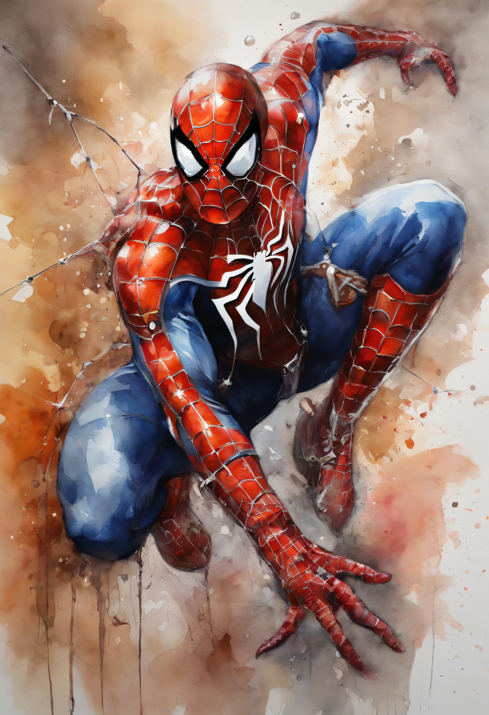 A Spider-Man in Cybernetic Armor, ultra detalhado, Vermelho . ::n_ desenho, Imperfection, baixa qualidade, Boneca, jogo, anime, companhia
