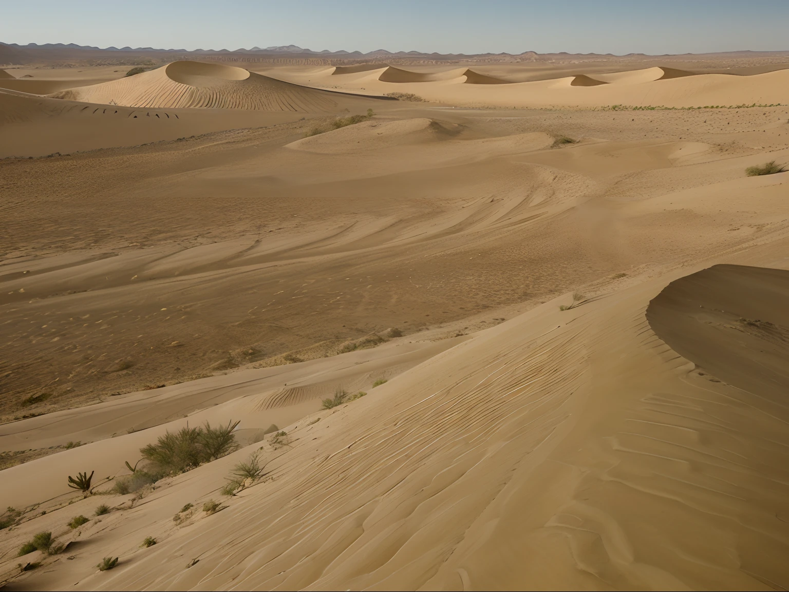 Desert landscapes with sand dunes.