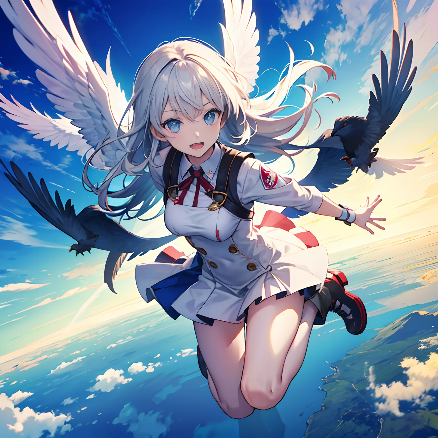 from back, 1girl, solo, masterpiece, best quality, Kashima, tilt head, big breast, closed eyes, moaning, :o, saliva, (skirt fluttering, white panties, torn clothes:1.3), tearing up, dark atmosphere, tentacle leash, Tyndall effect, WrongHole