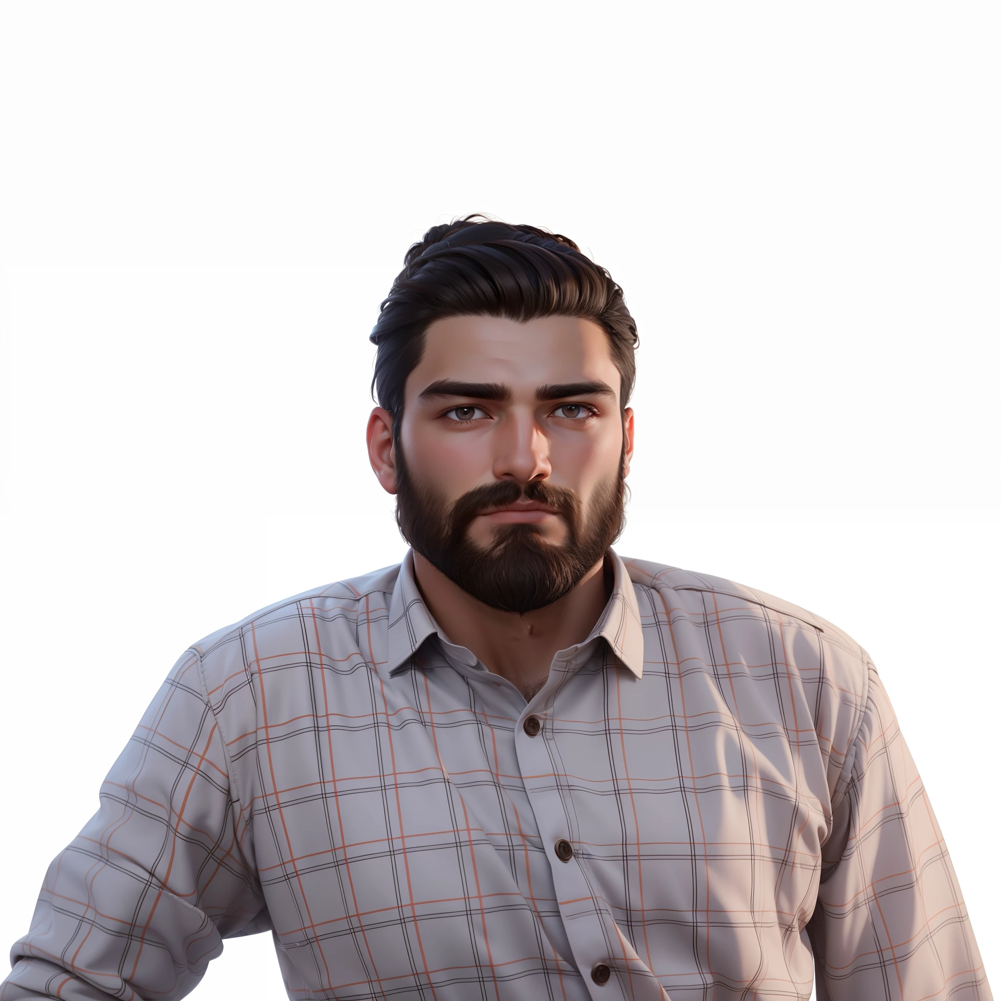 ((Best Quality, 8K, Masterpiece: 1.3)), handsome, short beard, young man, smooth skin, stylish, social, topknot, hunter's eyes, brown eyes, high detauled face, facial-symmetry, don't change face