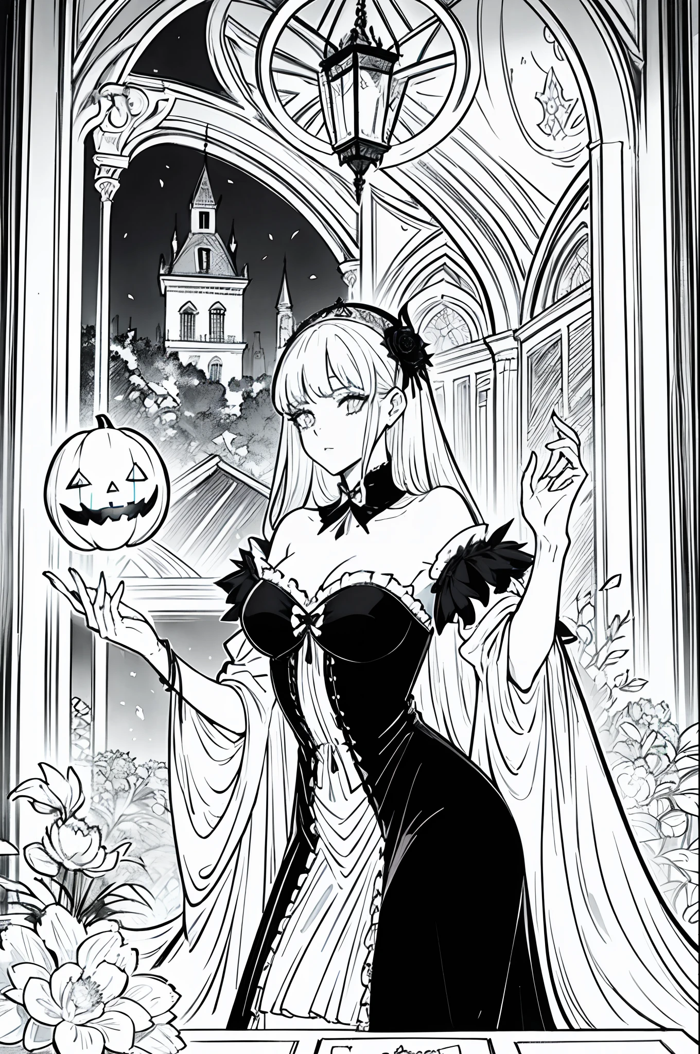 (masterpiece:1.2, Highest quality),(Line art),(Monochrome),(Very detailed),8K,wallpaper,1 female,Cute face,smile,((queen)),((betterhand)),Random hairstyle,Random pose,Beautiful female hands,((lineart, monochrome)),BREAK(((queen))),(((heart hands))),((a girl in gothic queen costume standing))