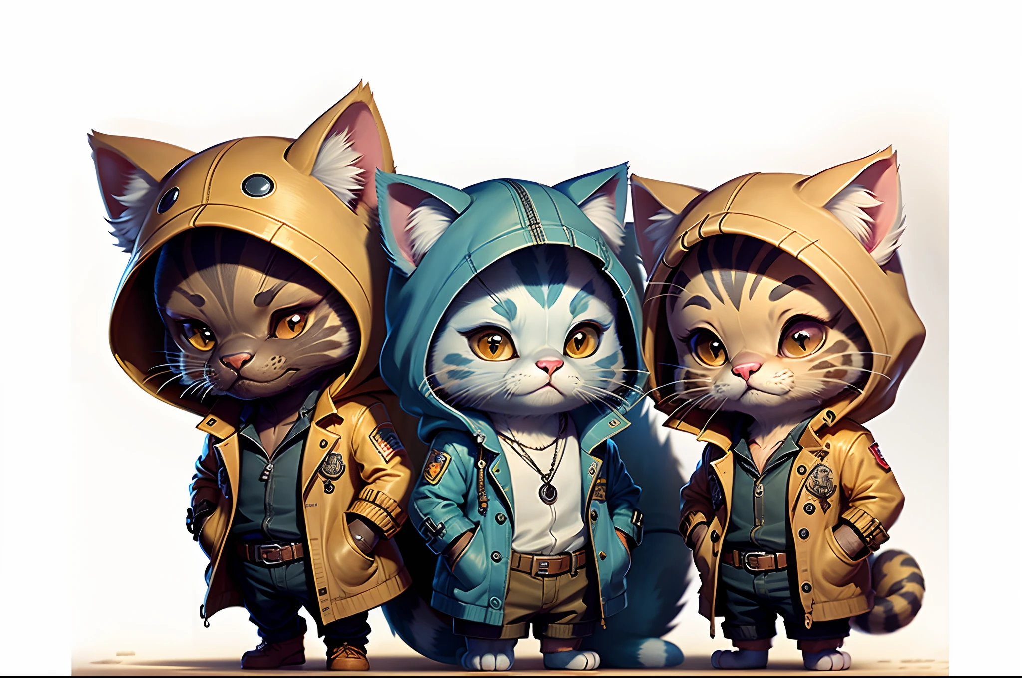 c4tt4stic, 2 mature kittens, Wear a trench coat to school, anthropomorphic cat, Lifelike animations,
