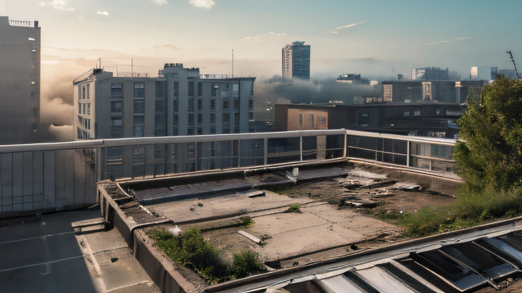 High Quality, Best Picture Quality, Best Quality, High Quality, 8K, 16K, 32K, (Outside an Abandoned Hospital), Night, Dimm, Fear, crumbling brick wall, old hospital, weeds, vines, broken glass windows , broken glass, fog, trees, Ruined ruins all around, perspective, (((Hospital focus))), (((Ultra HD Wallpaper))), (((outdoor))), (((rooftop))), warehouse, Dilapidated materials, scaffolding