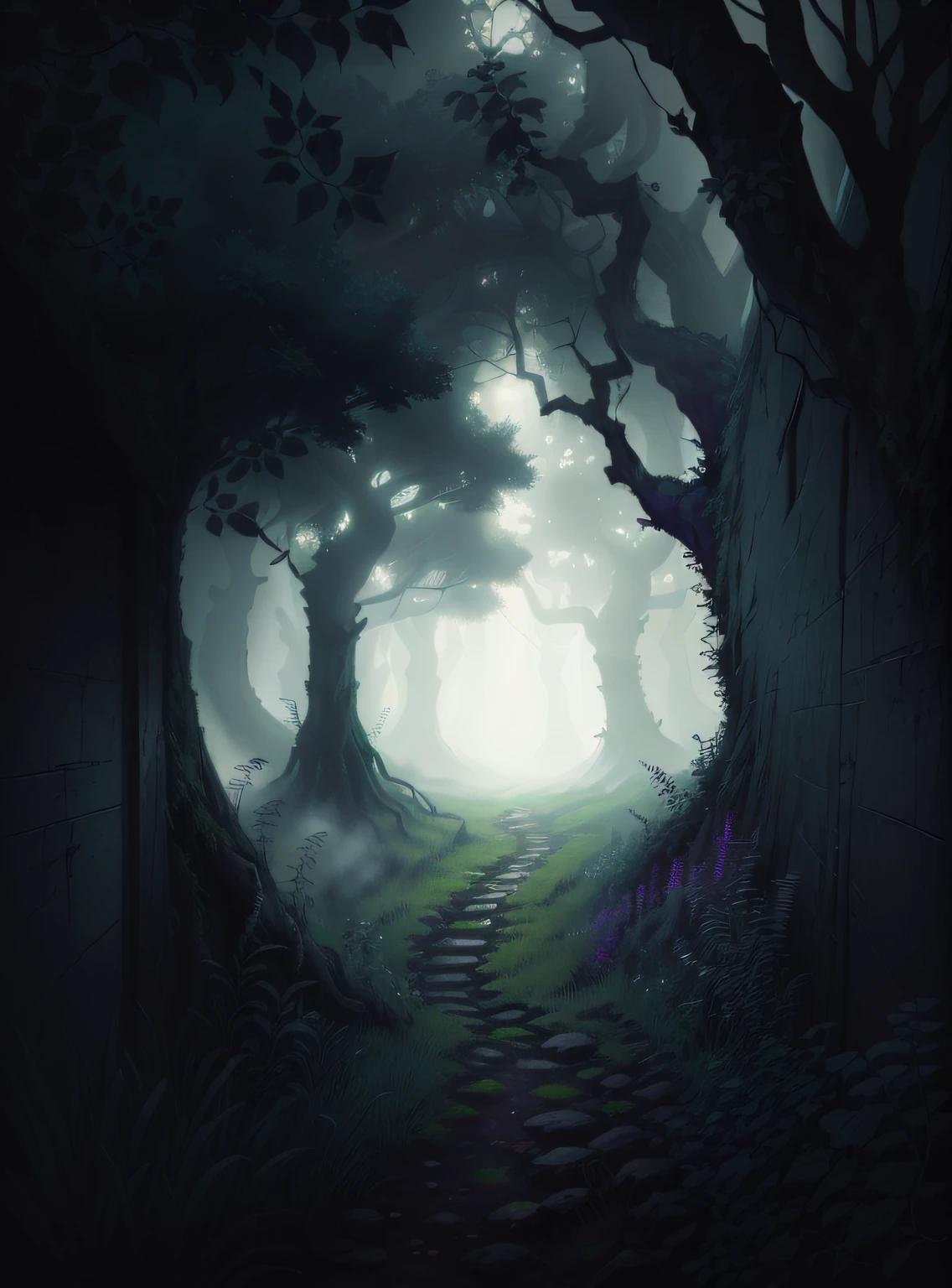 The light shines through the trees,((In a monochrome artwork style that resonates with ominousness)) (digital art techniques )Ghastly,an overgrown,Vines are entangled,Dark green and black,Fairytale,Uncharted,terroral,The light shines through the trees,((In a monochrome artwork style that resonates with ominousness)) (digital art techniques )Ghastly,an overgrown,Vines are entangled,(((Green))),black in color,Fairytale,Uncharted,((thriller)),terroral,(dream magical),branches,Most detailed,(ultra real detailed,Masterpiece,Top quality,Best quality,offcial art,Beauty and aesthetics (realisticlying:1.4) ,ultra-realistic vivid textures,((beautiful ancient forest))