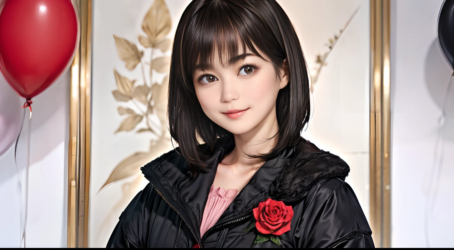 66
(a 20 yo woman,is standing), (A hyper-realistic), (masutepiece), ((A dark-haired、short-hair:1.3)), (Silky hair), (Breast:0.5), (kindly smile:0.7), lipsticks
