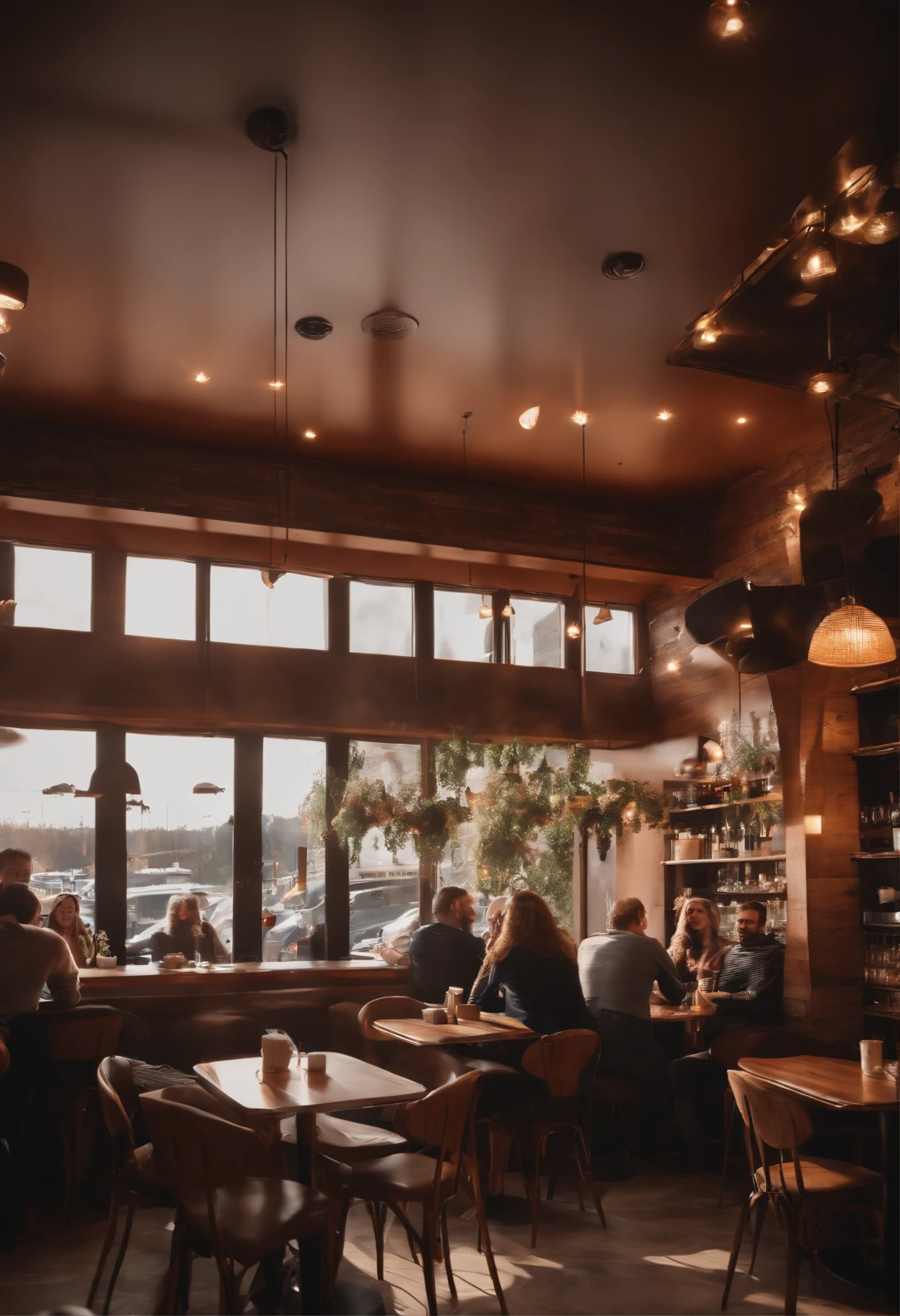 Coffee shop, people drinking coffee, happy people and angry people, best quality, 8k, 4K, cinematic image, best image