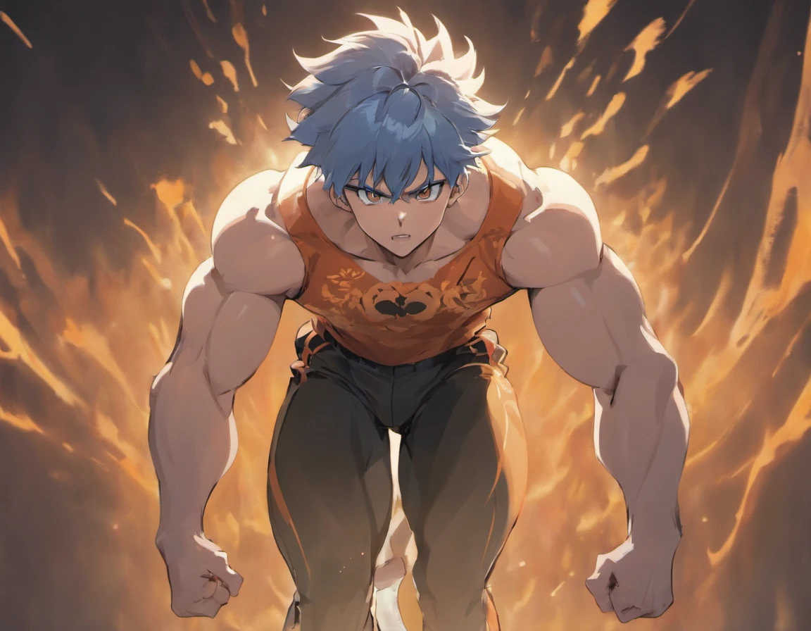 omem de anime em uma academia com um dumbble e um sorriso, musculoso!!, musculoso!, musculoso!!!, musculoso! Branco, Kaworu Nagisa, muscular character, showing off his muscles, em uma academia, homem bonito anime, Posar(arms up + Feliz), one muscle, musculoso!! scientific fiction, Muscular construction, strong arms, Posar de anime bonito