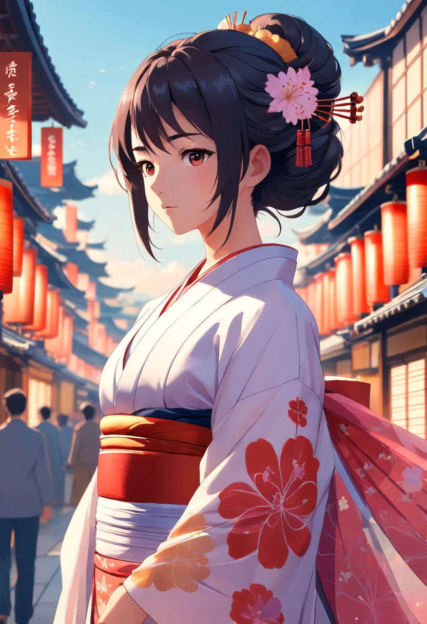 Highly detailed full-body portrait of a geisha. 8K, rendering by octane, intricate hyperdetails, Symmetrical