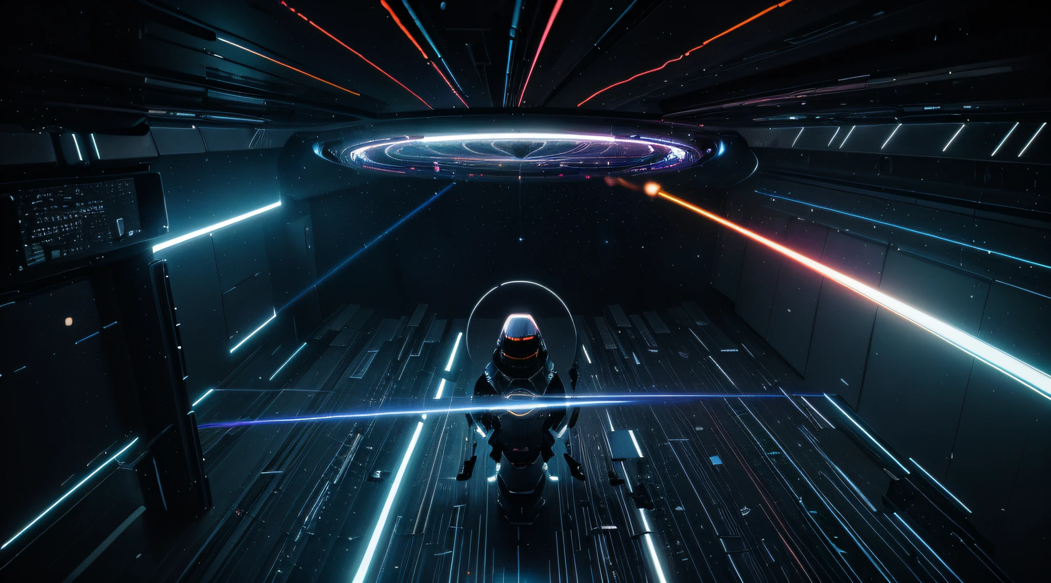 Bright Lines and Lines of Light in a Dark Room, Exploding Data Fragments, 3D abstract rendering overlaid, digital illustration art, Radiant, in the realm of inner hyperspace, Abstract black hole in space, 3840 x 2160, 3840x2160, Electric Aura with Particles