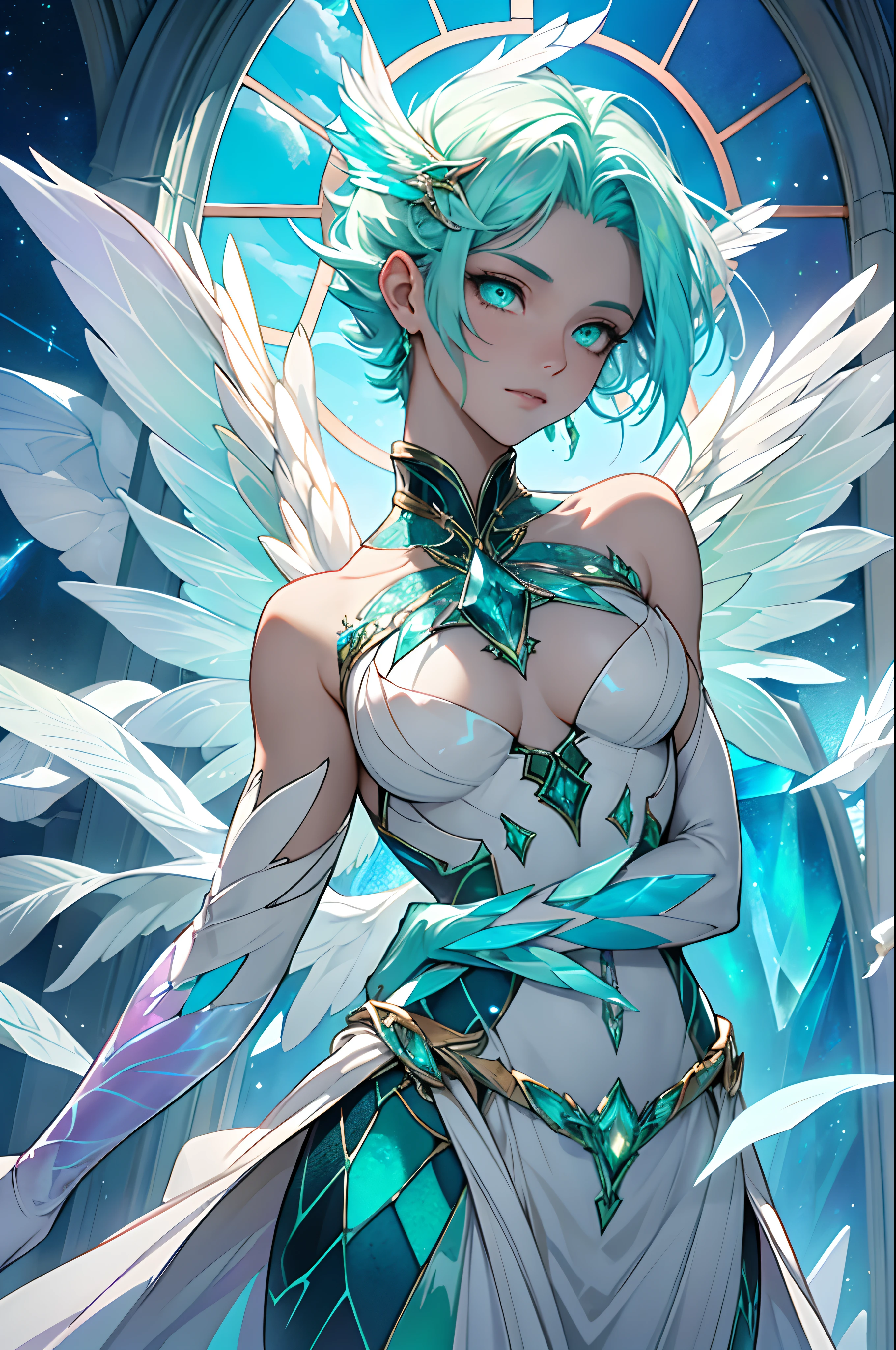 Aeloria is a majestic, serpent-like creature with iridescent, crystalline scales that refract light into a mesmerizing spectrum. With feathered wings resembling stained glass, it soars gracefully through the skies, embodying the beauty of both land and air. Aeloria's serene presence radiates a soothing aura, and its emerald eyes convey wisdom and ancient secrets.