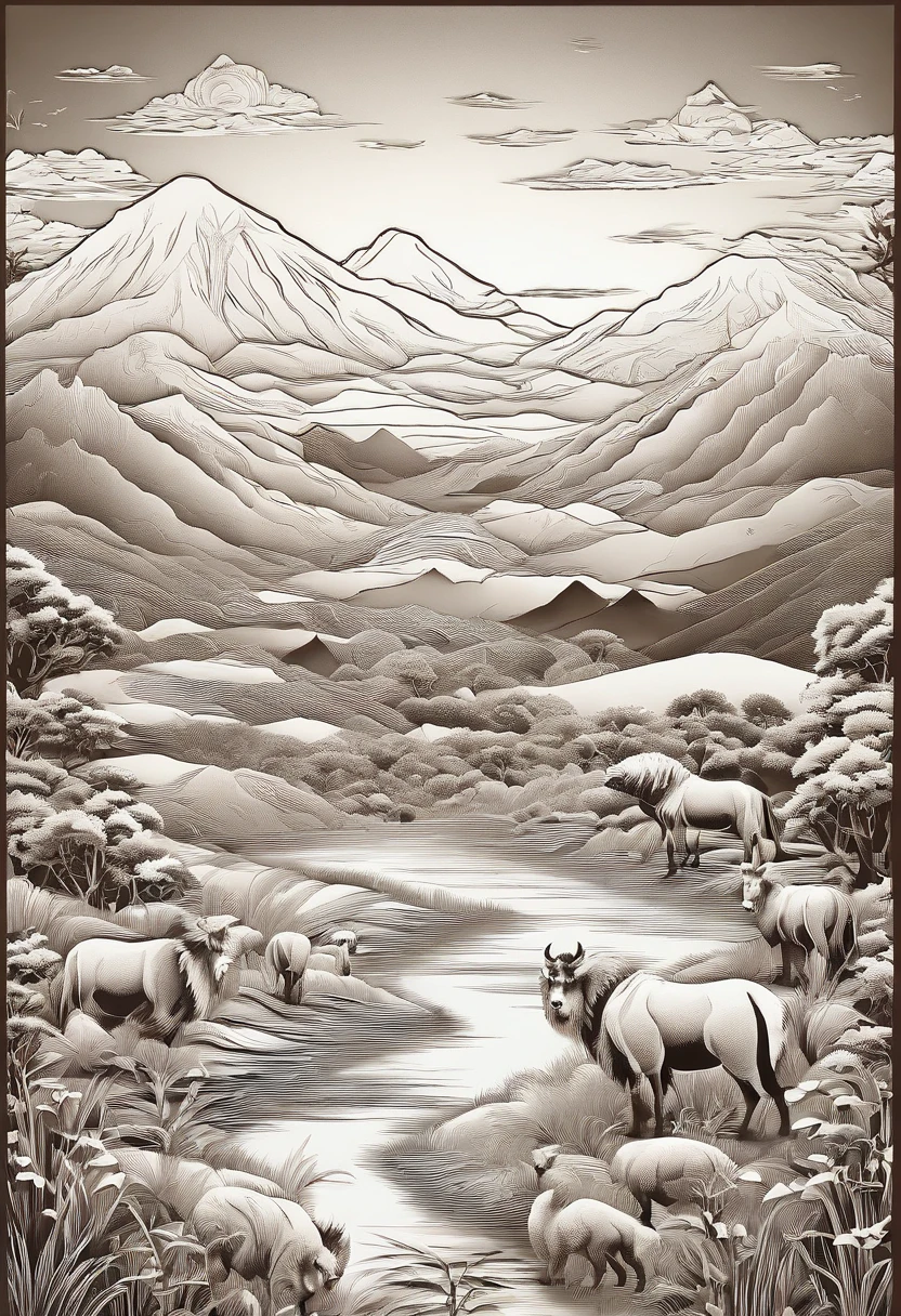 Inner Mongolia grassland ink painting
