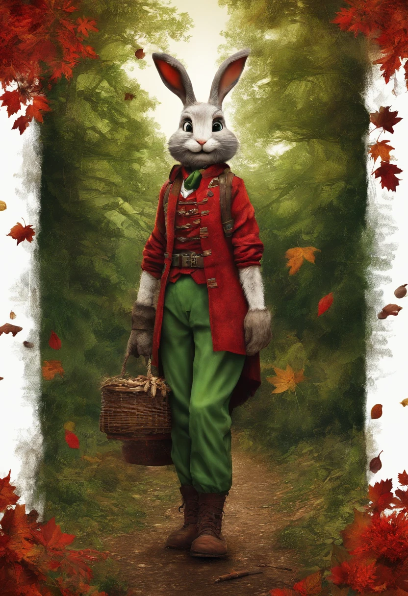 (Photograph of an adventurous little white rabbit sister standing on an autumn foliage path), ,full bodyesbian,(posterior view:1.1),(Lean on your trekking poles),hairy, Clear and beautiful face, Transparent white paws,(Big green bright eyes), ( Binoculars hanging from her chest) ,(Wearing a green fashion adventure suit, Green fashion adventure pants),(Red hiking boots), (cute ears), (Red and green camping hats:1.1), (fashionable sunglasses:1.1), (Carry a green shoulder bag with you:1.1), (trowels), (camping equipment), (Compass,) ,(Exaggerated curiosity explores expressions), Cartoon, 4D, Fox,Cartoony,(Anthropomorphic cartoon characters) , Background: Autumn Leaf Forest Trail Red Forest, autumn forest, red illuminating fog, In a red dream, really beautiful forest, Beautiful forest, Beautiful hazy wood, Red shade spray, Breathable and beautiful trees, breath-taking beautiful trees, red fog, beautiful forests and trees, Bright but dark red, red trees, a 3D render,concept art of character,Photography,Clear facial features,A beautiful painting by Alphonse Mucha,Pixar style,Cartoon style,beatrix potter (beatrix potter) 's illustration,The work of Furuhiko,Masterpiece,Matte painting,dreamlike realism,magic realism,Dreamlike,author:Owen Blumenfeld,petra collins,author:natalia drepina,Dreamy atmosphere,Whimsical atmosphere,Ethereal atmosphere,Romantic atmosphere,illusory engine,Quixel Megascans Render,v-ray,UE5,High detail,hyper qualit,high resolution,trending on artstationh,8K16K,hyper photorealism,Faraway view, (degrees of freedom),cinema shot,Beautiful lighting, --AR 9:16 --style raw --uplight
