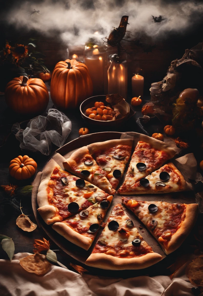 pizza with halloween icon