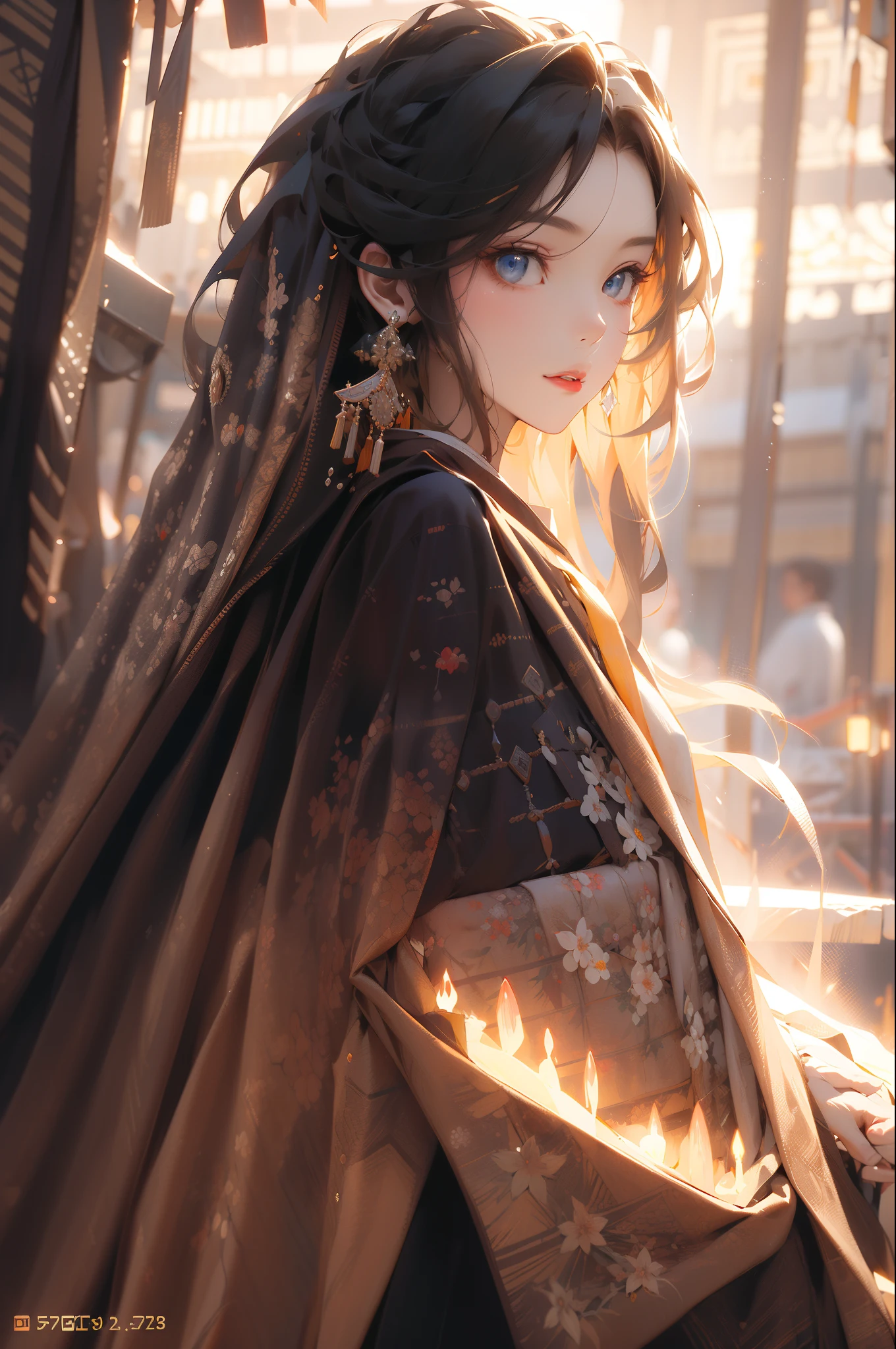 (Best quality,high resolution,Ultra-detailed),1girll,Long blonde hair,Bob bangs,Blue eyes,Nighttime dresses,Long sleeves,Beautiful detailed eyes and face,Intricate details,Break the art of mosaics,small,Colored inlay,complex patterns,Tile design,Durable surface,Ancient Techniques,A breakthrough in macro photography,Extreme close-up,Complex details,enlarged textures,Amazing clarity,Hidden beauty,Immersive perspective,BREAK is handmade,Handmade products,Unique design,Complex details,Creative expression,Exquisite craftsmanship