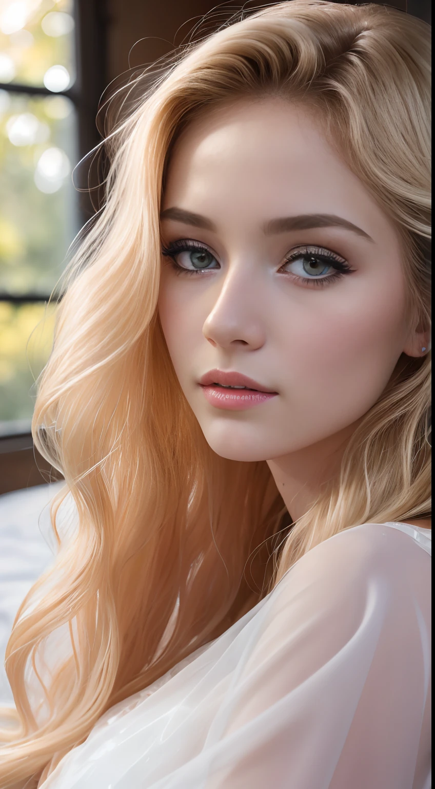 A young and beautiful woman, 20 years old, big breasts, background with forest, very detailed long and tight dress, wavy blonde hair, Gently drop to your shoulders in waves, sensual detailed position, Medium Tall, sensual green eyes, with fair skin, She was in Milan Italy, The environment is illuminated by warm and pleasant lights, Make your hair sparkle, His face was beautiful e naturally sensual, Lips with red lipstick, 8K texture, highly detailed, realistic lying, Soft cinematic light, hdr, sharp focus, masterpiece, Fotor is realistic, Award-winning photography, a Canon EOS R5, 35 mm