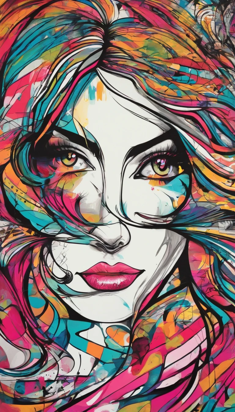 desenho de uma mulher com uma lata de tinta