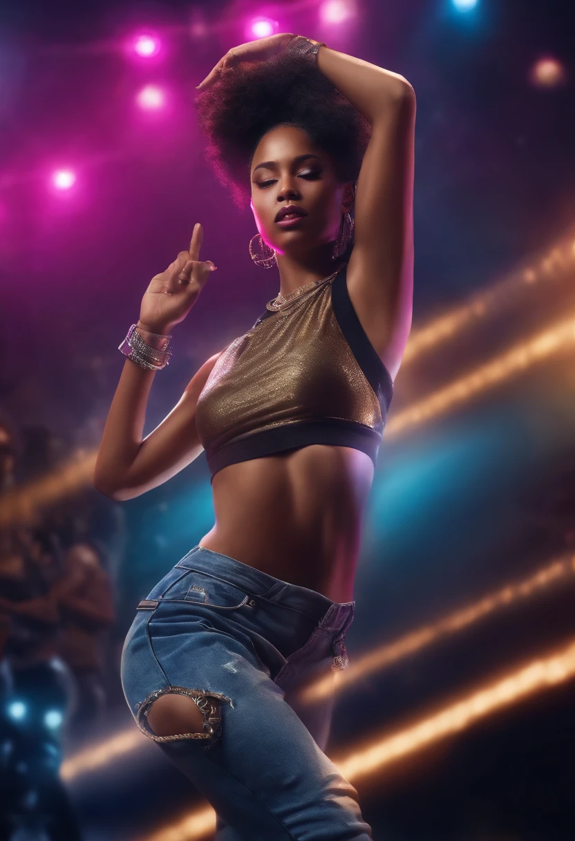 Ultra realistic hiphop style pub in dance moving character flyer (No Poster Writing) Style 2020 on stage