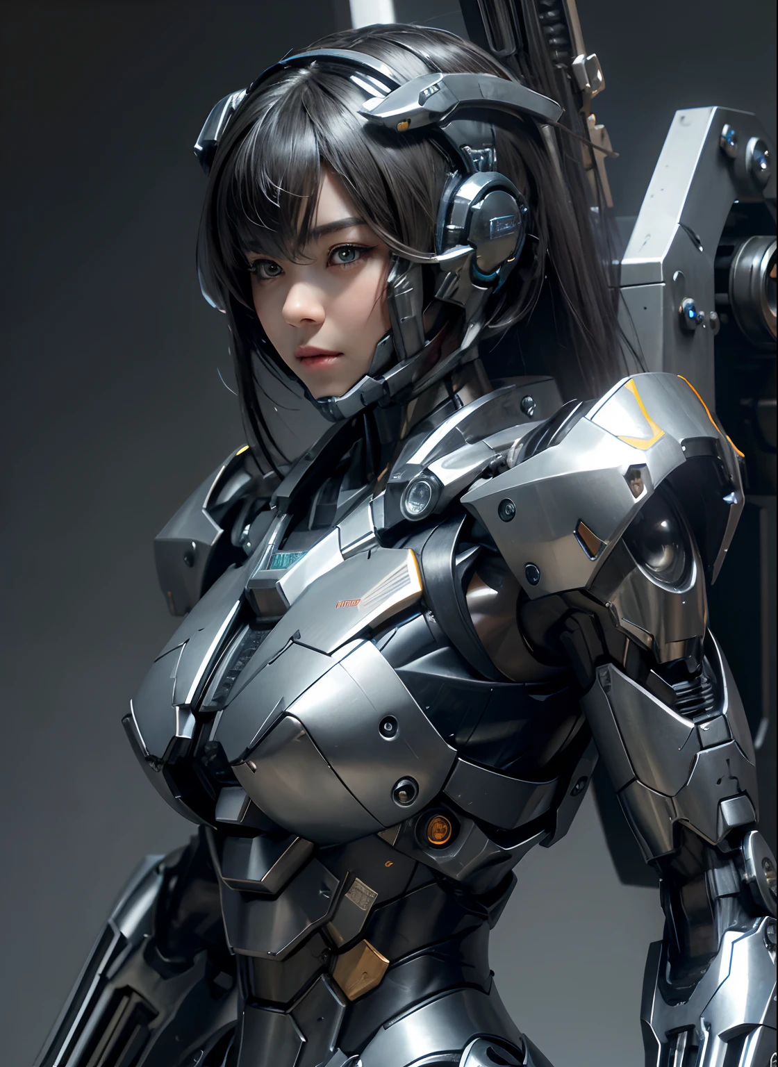 A close up of a woman in a futuristic suit holding a gun - SeaArt AI