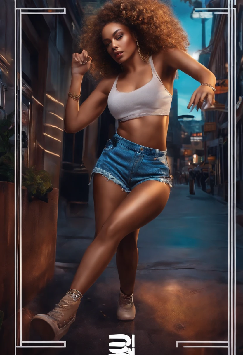 Ultra realistic hiphop style pub (No Poster Writing) de dance personnage flyer style 2020 street art