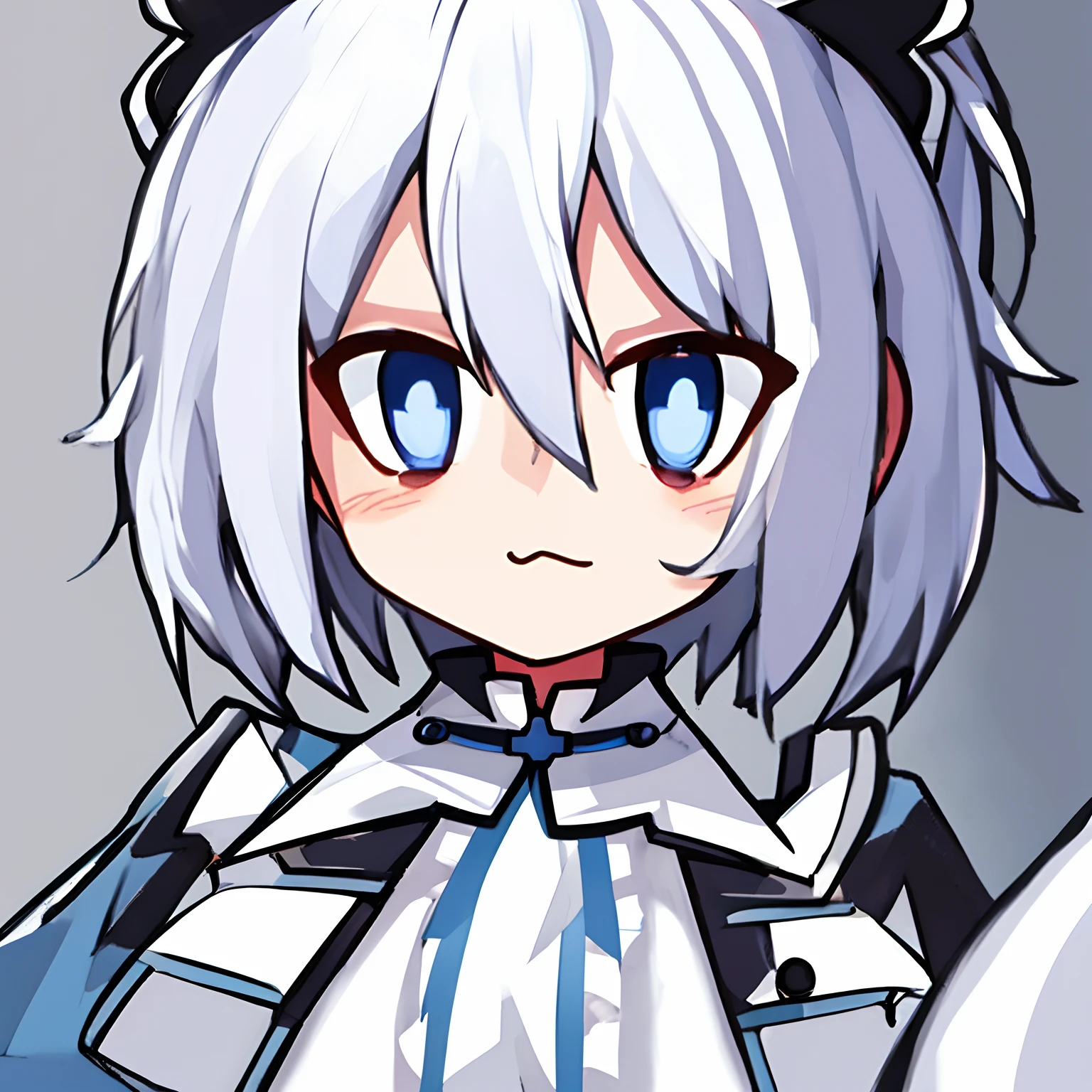 cute icon girl white hair blue eyes shirt