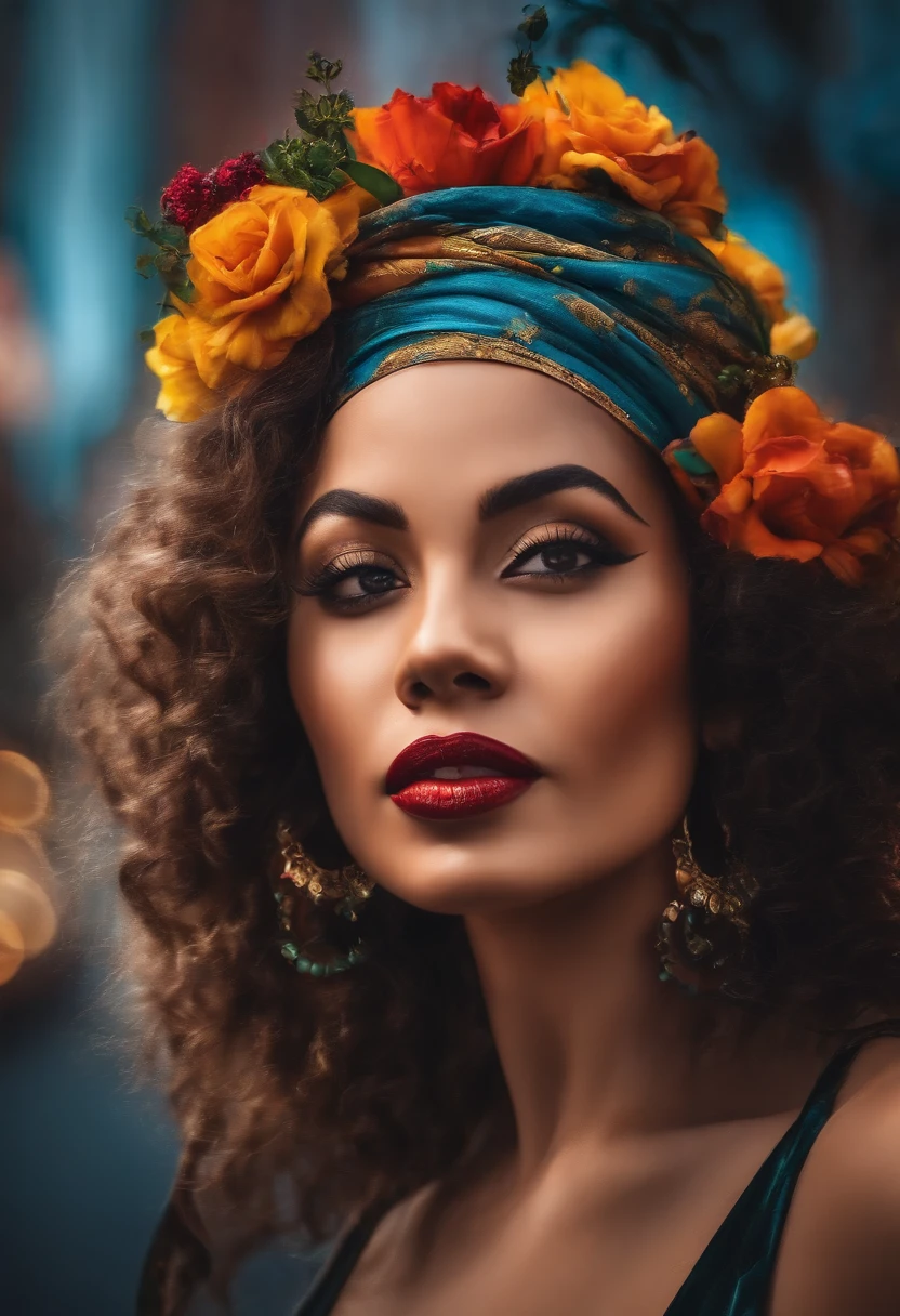 Ultra realistic soprano singer style ad (No Poster Writing) personnage flyer style 2020 street art portrait