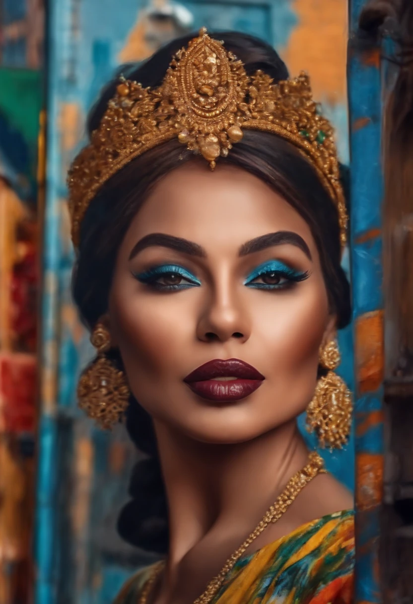 Ultra realistic soprano singer style ad (No Poster Writing) personnage flyer style 2020 street art portrait