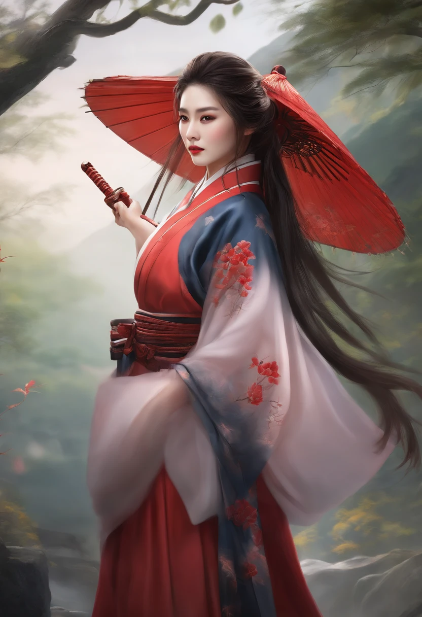 Chinese Taoist female samurai，8k wallpaper，Hanfu，超高分辨率，xiuxian，