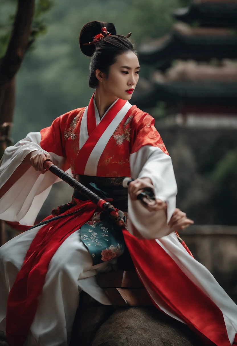 Chinese Taoist female samurai,8k wallpaper,Hanfu,超高分辨率,xiuxian,