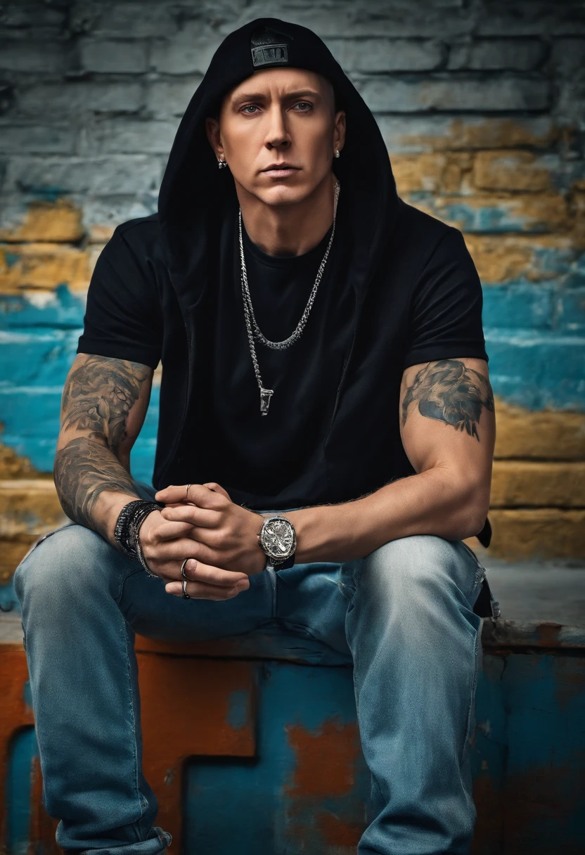 Ultra Realistic EMINEM Big Singer Style Ad (No Poster Writing) personnage flyer style 2020 street art portrait