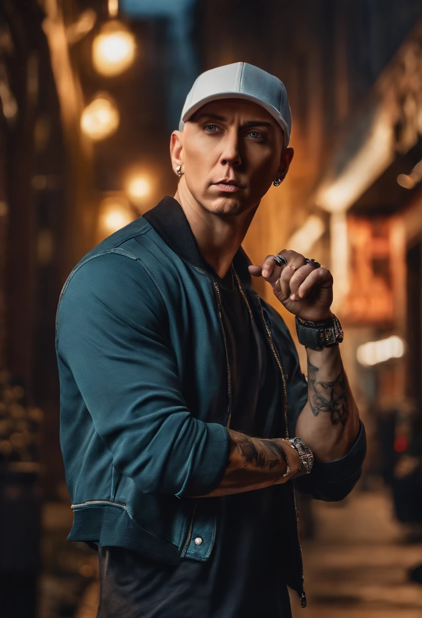 Ultra Realistic EMINEM Big Singer Style Ad (No Poster Writing) personnage flyer style 2020 street art portrait