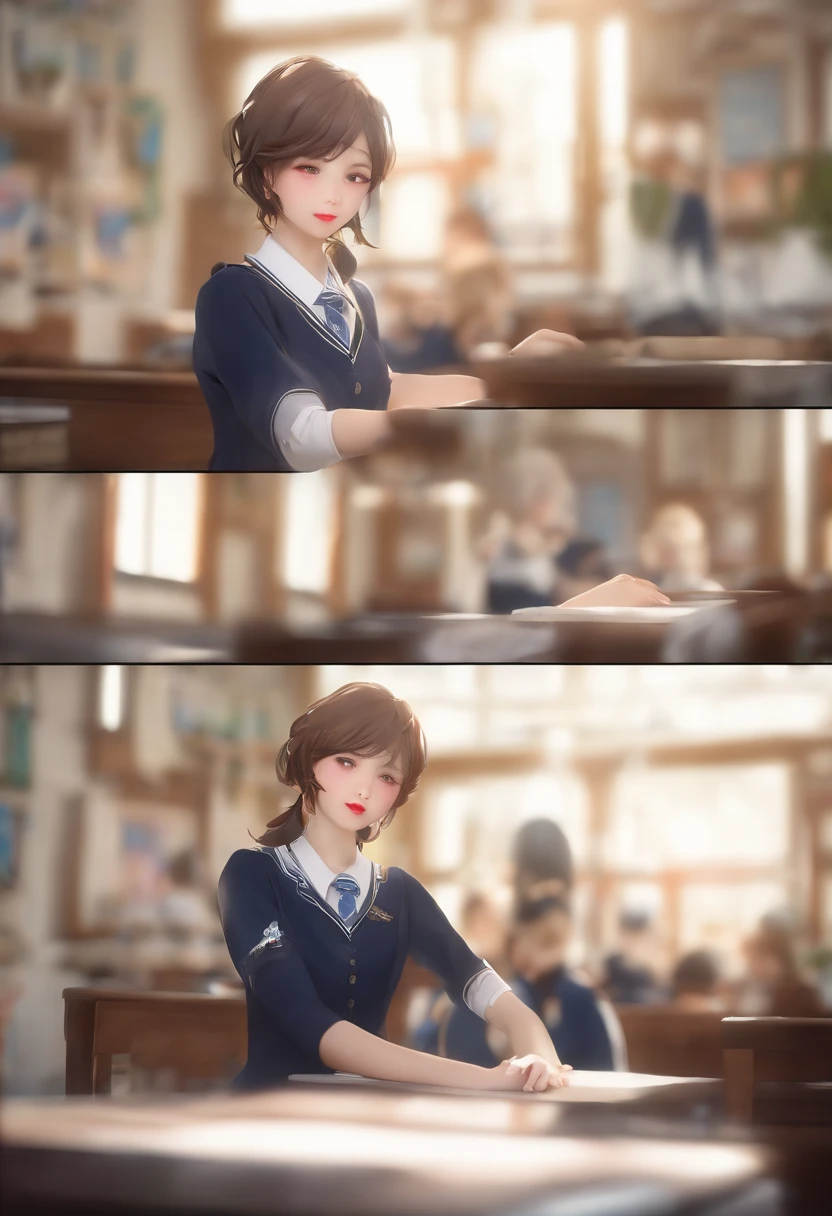 "The Best Quality, Masterpiece:1.2, Surreal, 1 Girl, 1 Boy, Hockey Ride, Intimate Handjob, School Uniform, Exposed Panties, (Classroom:1.1), Sunlight, (Half-Closed Eyes:0.4), (Meticulously Detailed Lips:1.4), (Nose Brush:1.2), Gentle Smile, (Nervous)"