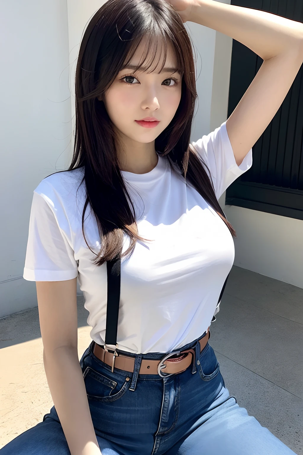 masterpiece、top-quality、The ultra -The high-definition、、colourfull、flat-colors、depth of fields、lens flare 1 girl、、A dark-haired、watching at viewers Black Cutter Shirt a belt black suspenders Social OL ample bosom JINS jeans Face sitting
Waiting to start Armpit sweat perspiring Side of both hands huge-breasted Interparial
