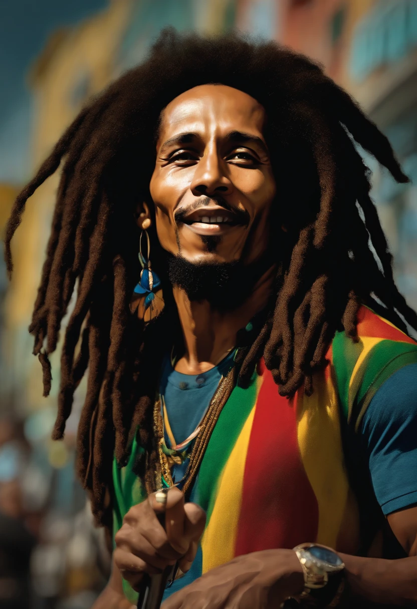 Ultra Realistic Singer Style Ad BOB MARLEY Big (No Poster Writing) personnage flyer style 2020 street art portrait
