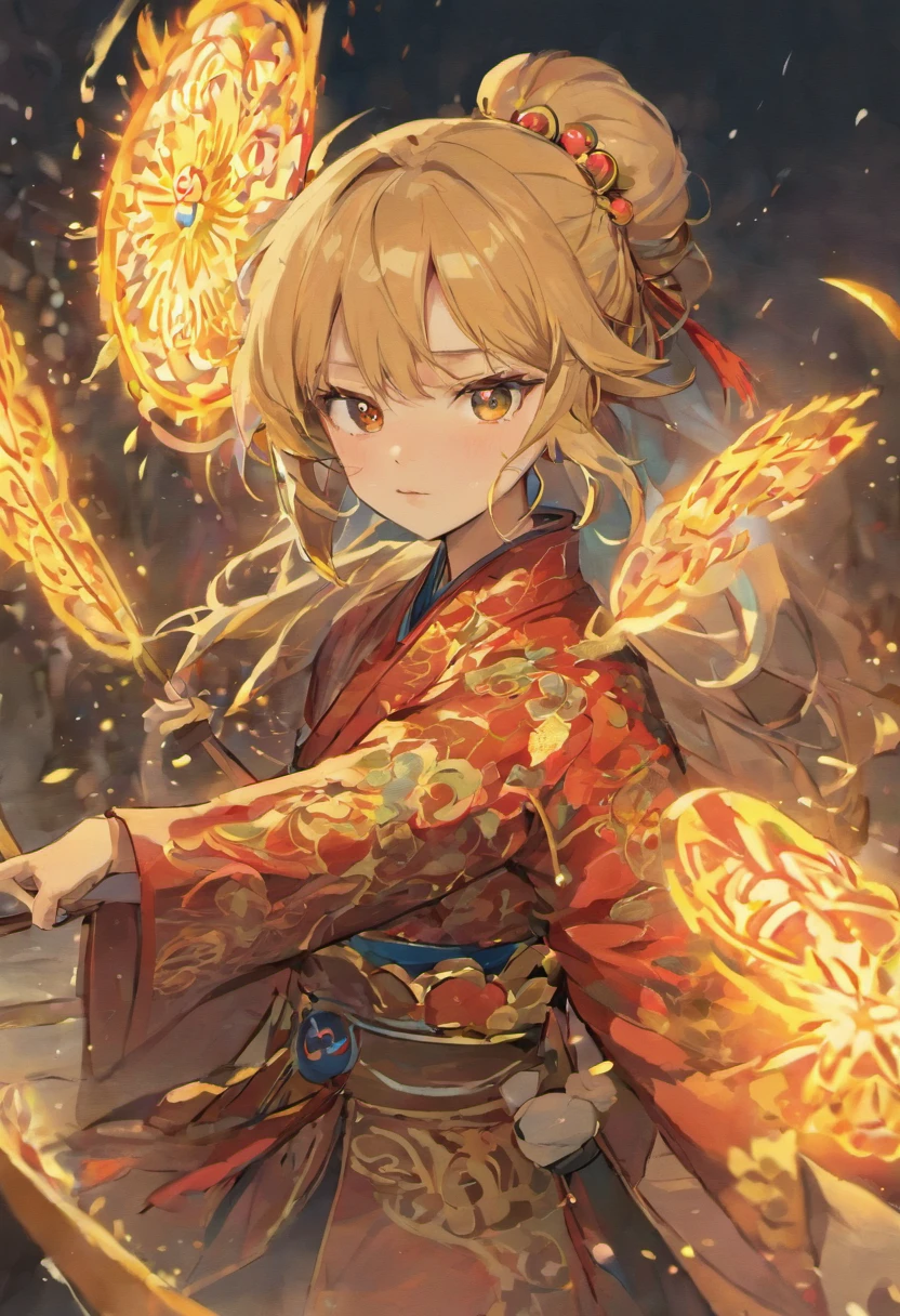 Chinese Taoist female samurai,8k wallpaper,Hanfu,超高分辨率,xiuxian,High hills,Use a fan to cast spells
