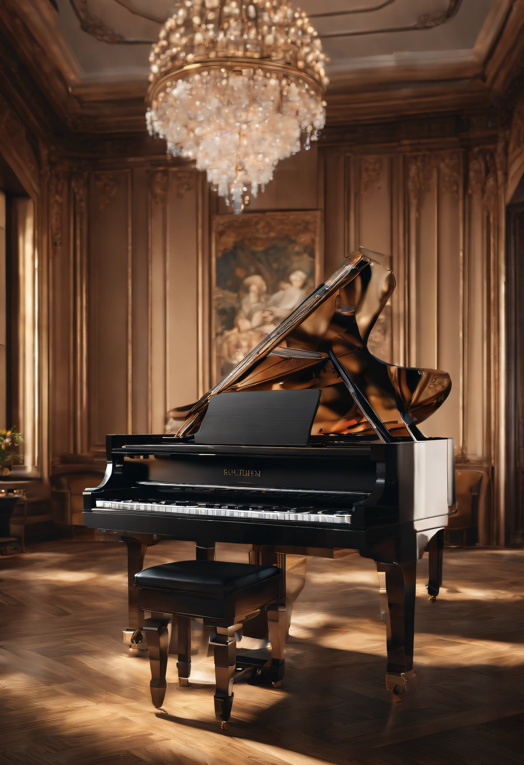 A girl playing the piano in a beautifully decorated concert hall, classical music, grand piano, elegant stage, graceful hand movements, exquisite makeup, flowing gown, stage lights, soft spotlight, stage curtains, dramatic atmosphere, emotional expression, passionate performance, skilled fingers, musical notes floating in the air, harmonious melody, dynamic composition, symphony orchestra, conductor leading the musicians, mesmerizing sound, resonating sound waves, listening audience, captivated by the music, immersive experience, romantic ambiance, enchanting performance, timeless masterpiece, breathtaking performance, intimate connection with the music, transcendent experience, pure artistic expression, captivating rhythm, immersive sound quality, vivid colors combining with the music, vibrant sound spectrum. (best quality,4k,8k,highres,masterpiece:1.2),ultra-detailed,(realistic,photorealistic,photo-realistic:1.37),HDR,UHD,studio lighting,ultra-fine painting,sharp focus,physically-based rendering,extreme detail description,professional,vivid colors,bokeh, portraits, classical music style, warm color palette, gentle lighting, soothing ambiance.