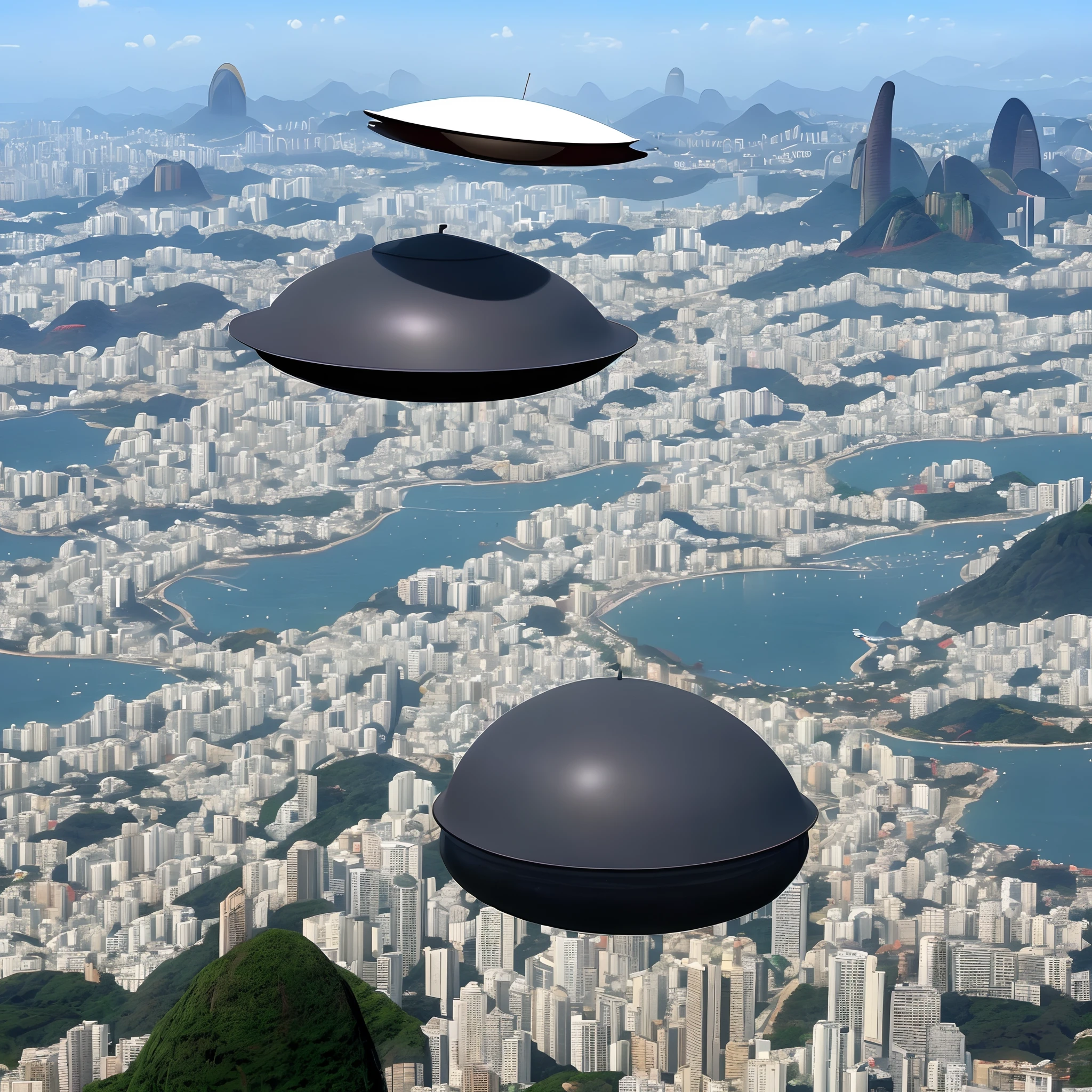 A flying saucer ufo in the sky of Rio de Janeiro