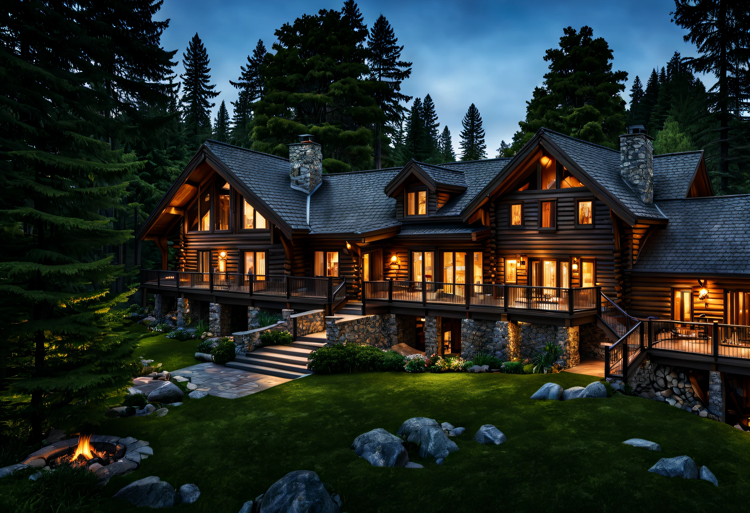 (best quality, 4k, 8k, high resolution, masterpiece: 1.2), ultra-detailed, (realistic, photorealistic, photorealistic: 1.37), Mountain Cabin, cozy cabin, log cabin surrounded by mountains, serene atmosphere, great attention to detail, tranquil setting, panoramic view of mountains and forest, secluded location, large windows with stunning views, quaint and rustic design, smoke coming from the fireplace, soft and warm lighting, tranquil colors, natural materials, wooden panels, beautiful gardens with colorful flowers and plants, clear blue sky, fresh air, gentle breeze, crisp leaves, tranquility and serenity, hiking trails, nature exploration, adventure, hideaway, escape from busy city life, perfect place for relaxation and the meditation.
