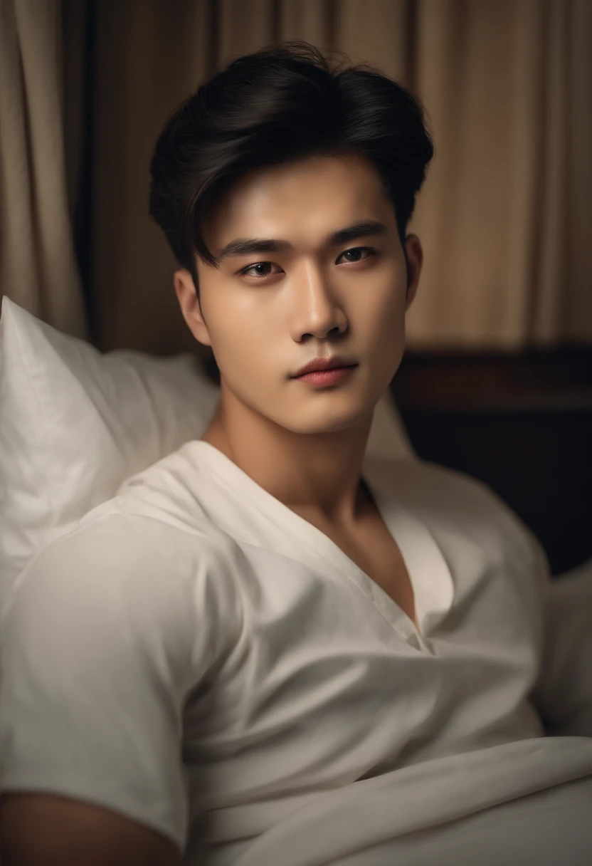 (photorealism:1.2), handsome thai guy mario maoror jerk dick on bed