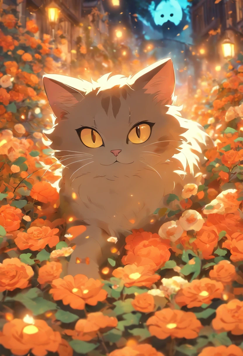 Dream cat,  Halloween, Flowers, Close up, High quality