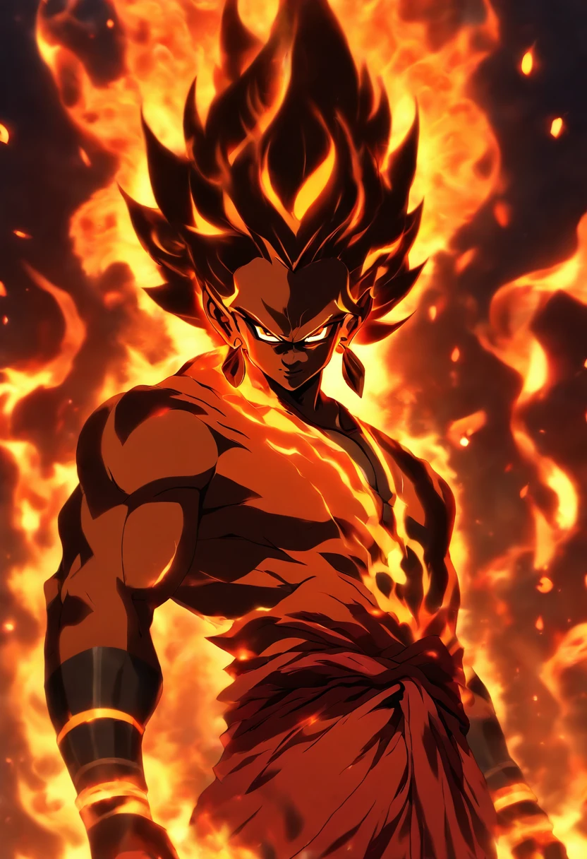 (((AGNI))) best quality, ultra-high resolution, 4K detailed CG, masterpiece, The God of Fire,Indian clothing, Vedic mythology, ((STANDING POSE)), Vedic painting style, aesthetic, centered on the screen