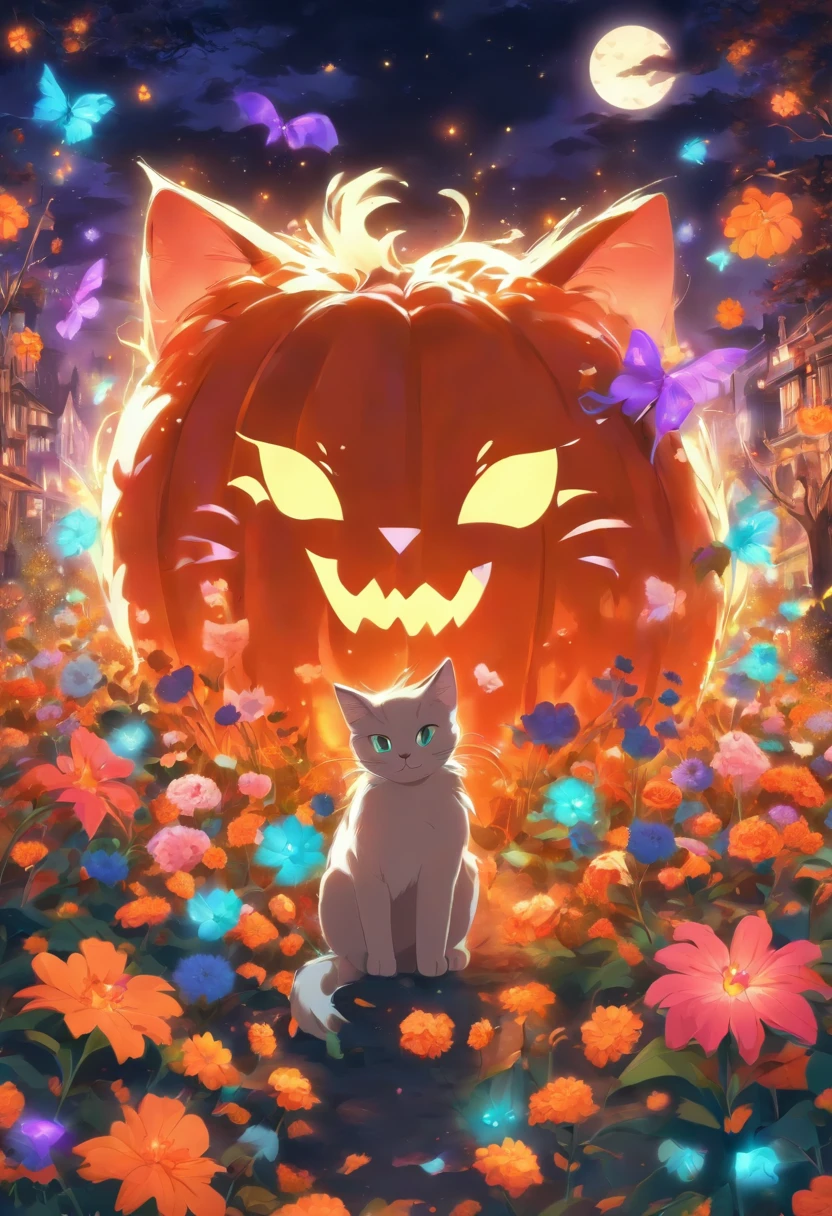 Dream cat,  Halloween, Flowers, Close up, High quality