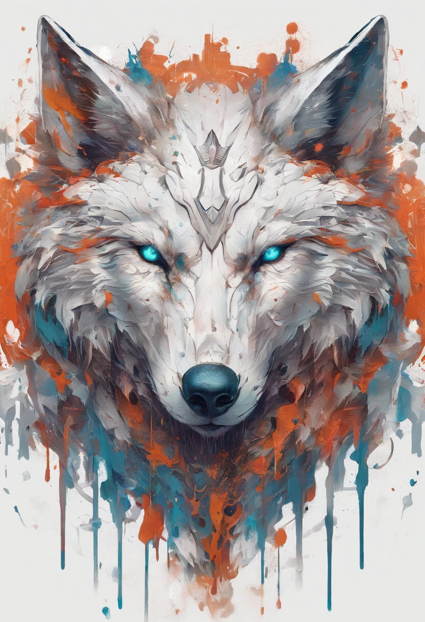 Splash art, a wolf head, ((white background)), piercing eyes, epic Instagram, artstation, splash style of colorful paint, contour, hyperdetailed intricately detailed , unreal engine, fantastical, intricate detail, splash screen, complementary colors, fantasy concept art, 8k resolution, deviantart masterpiece, oil painting, heavy strokes, paint dripping, splash arts