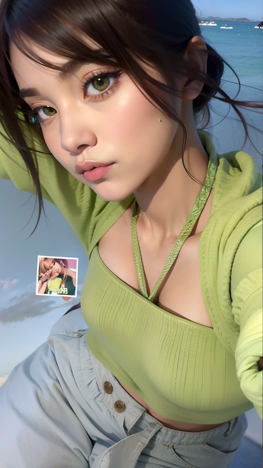 um close up de uma mulher de camisa verde posando para uma foto, imagem vazada, Parque Roseanne do Blackpink, jennie blackpink, Fotografia selfie 8k, Lalisa Manobal, tzuyu de duas vezes, Lalisa Manoban do Blackpink, Jinyoung Canela, Dom Yunjoo, Bae Suzy, jossi do blackpink, roupas verdes, foto de perfil