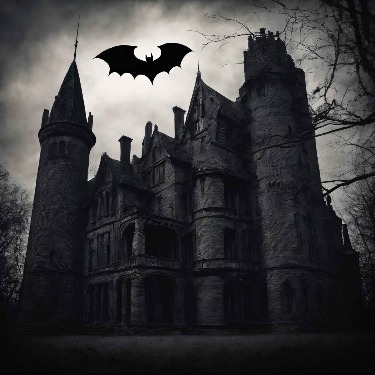 masterpiece, award winning, super detail, high quality, photo, works of art, halloween, (big bat:1.4), bats are flying, in the hall of an old castle, An empty castle, at dusk, gothic interior, cinematic, natural light