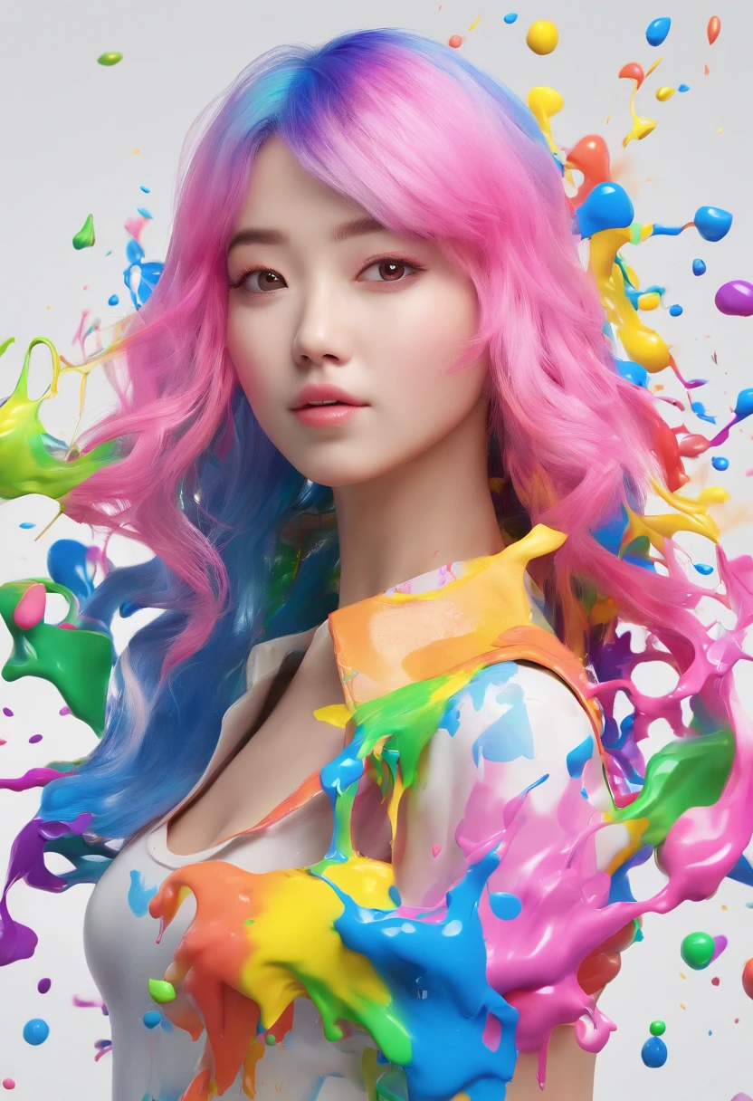 A close up of a woman with colorful hair and paint on her face - SeaArt AI