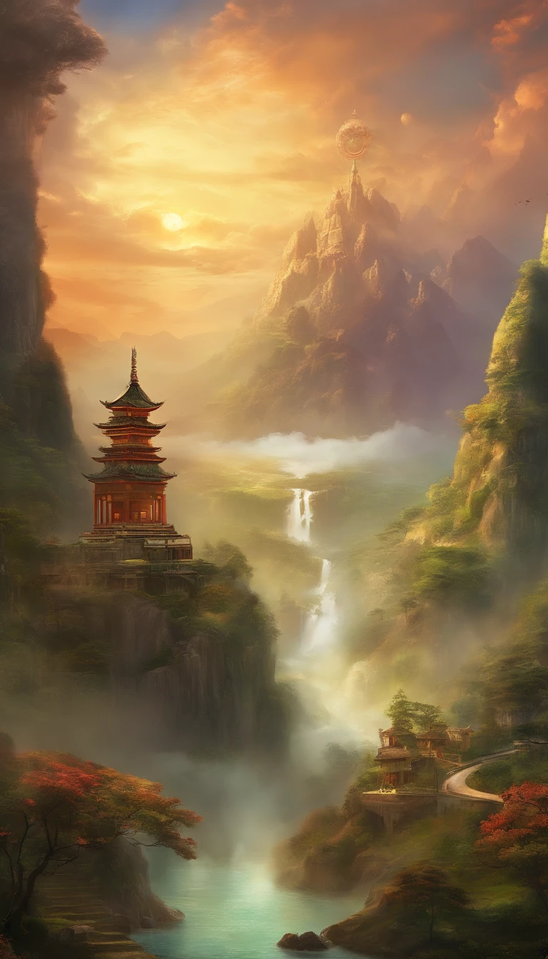 ((masutepiece)),(Best quality)),China style,In the sky, The clouds form a huge Maitreya Buddha statue,Pilgrims on the road,Hyper-realistic,Ultra photo realsisim,Real Photographics,8K,High definition,high qulity,Works of masters,super-fine,(((OC renderer)))