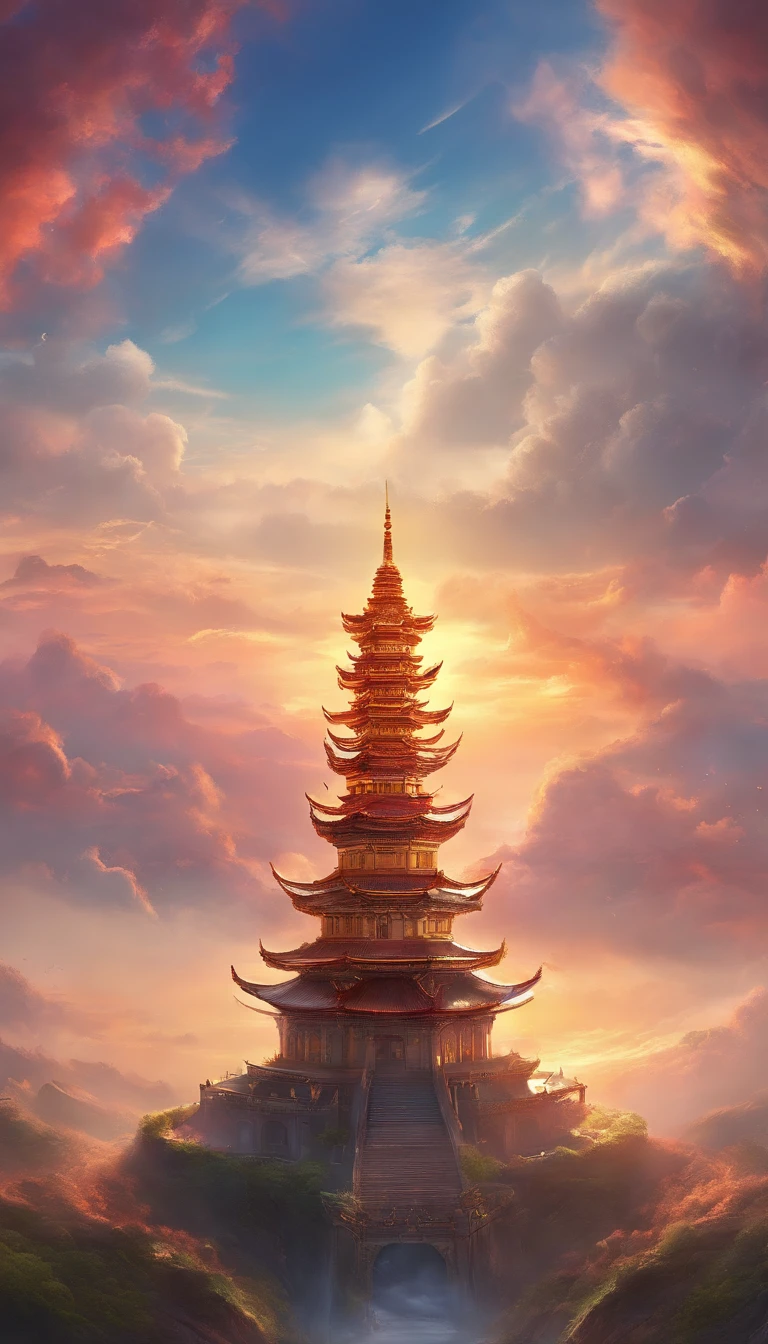 ((masutepiece)),(Best quality)),China style,In the sky, The clouds form a huge Maitreya Buddha statue,Pilgrims on the road,Hyper-realistic,Ultra photo realsisim,Real Photographics,8K,High definition,high qulity,Works of masters,super-fine,(((OC renderer)))
