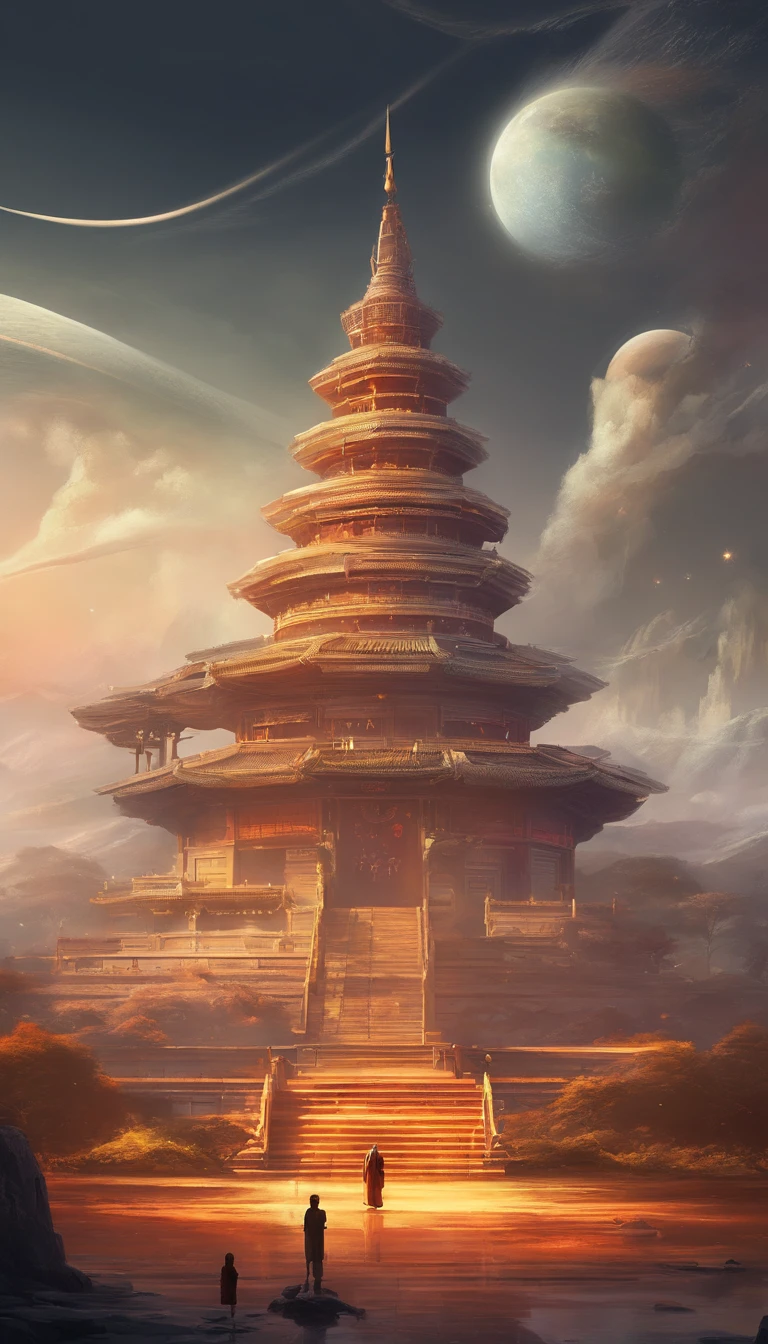 China-style,In the distance, A huge tall Buddha statue stands in space,Gaze at the earth,Standing Buddha statue,with light glowing,Glow effects,Pilgrims on the road,Hyper-realistic,Ultra photo realsisim,Real Photographics,8K,High definition,high qulity,Works of masters,super-fine,Chinese black and white ink style,(((white colors))),Decolorization,Smudge,ink,8K,super-fine,high qulity,(((OC renderer)))