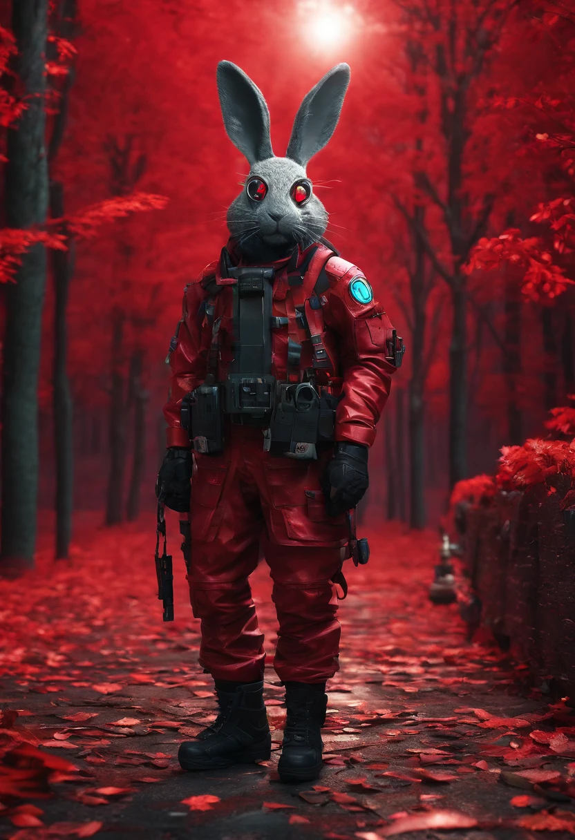 3D rendering of (A rabbit with glasses and a hat stands on the path between the autumn leaves), hairy, Green bright rabbit, (Binoculars hanging from your chest:1.37), Green fashion adventure clothing,green shorts, Wear red hiking boots on your feet,, cute ears, (Red and green berets:1.34),Red and green camping hats, (Carry a green backpack with you), (trowels), (camping equipment, )Related to many adventurous tools,(compass:1.37),
Curious to explore expressions, Cartoon, 4D, Fox,
Background: Autumn Leaf Forest Trail Red Forest, autumn forest, red illuminating fog, In a red dream, really beautiful forest, Beautiful forest, Beautiful hazy wood, Red shade spray, Breathable and beautiful trees, breath-taking beautiful trees, red fog, beautiful forests and trees, Bright but dark red, red trees,{{Masterpiece}},{{{Best quality}}},{{Ultra-detailed}}, {{{illustration}}},{{Disheveled hair}},concept art of character,Game scene graph,Clear facial features,close up photograph,Photography,postapocalyptic,Masterpiece,archviz/building rendering,Quixel Megascans Render,corona rendered,rendering by octane,v-ray,High detail,hyper qualit,high resolution,trending on artstationh,hyper photorealism,surrealism,HD,8K tilt shift,Long shot,Split Lighting,